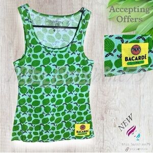Only Sz M left - BACARDI Promo Tank Top lime -